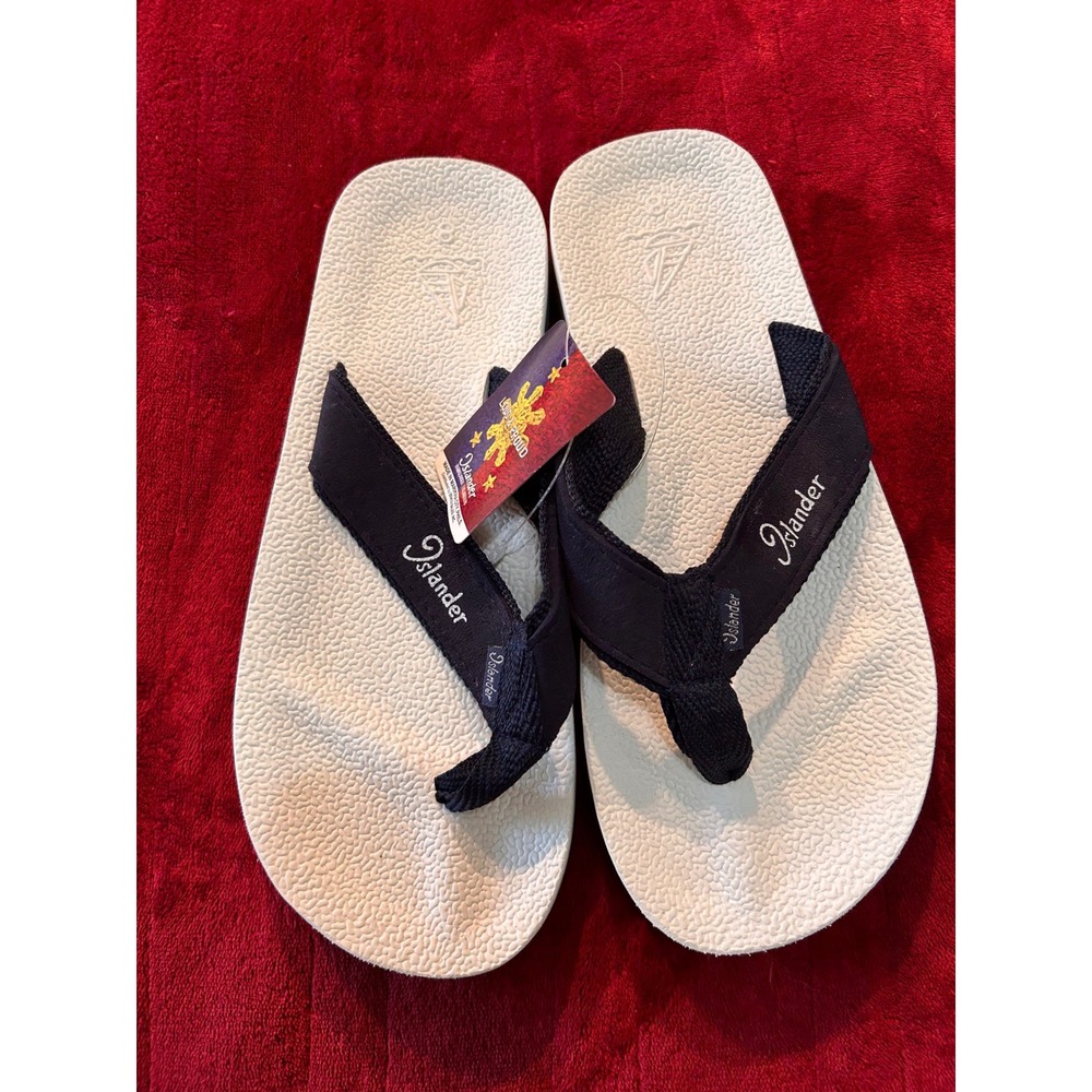 Islander Classic Flip Flops Sandals NWT Women's Size 8 Navy White Philippines